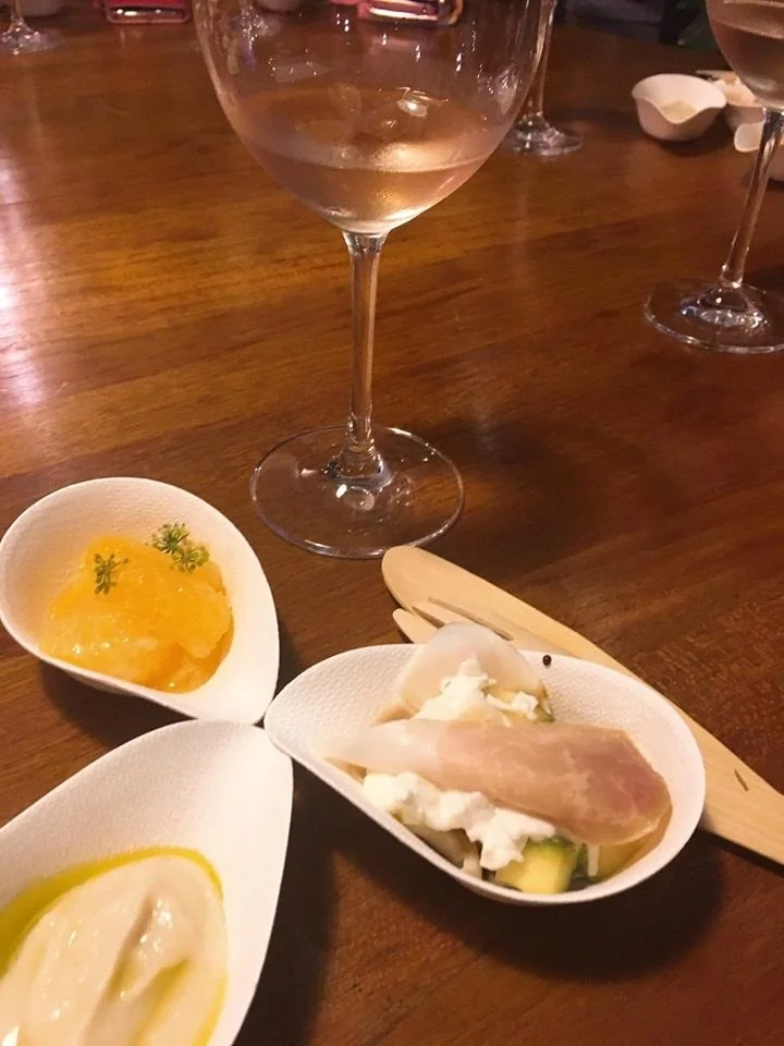WASARAの小付に盛った前菜3種